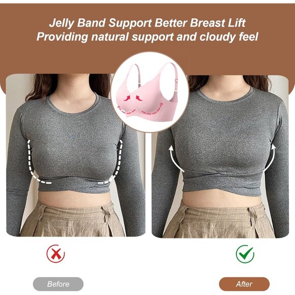 Women’s Wireless Push Up Bras Full Coverage Seamless T-Shirt Bra - Picture 4 of 7